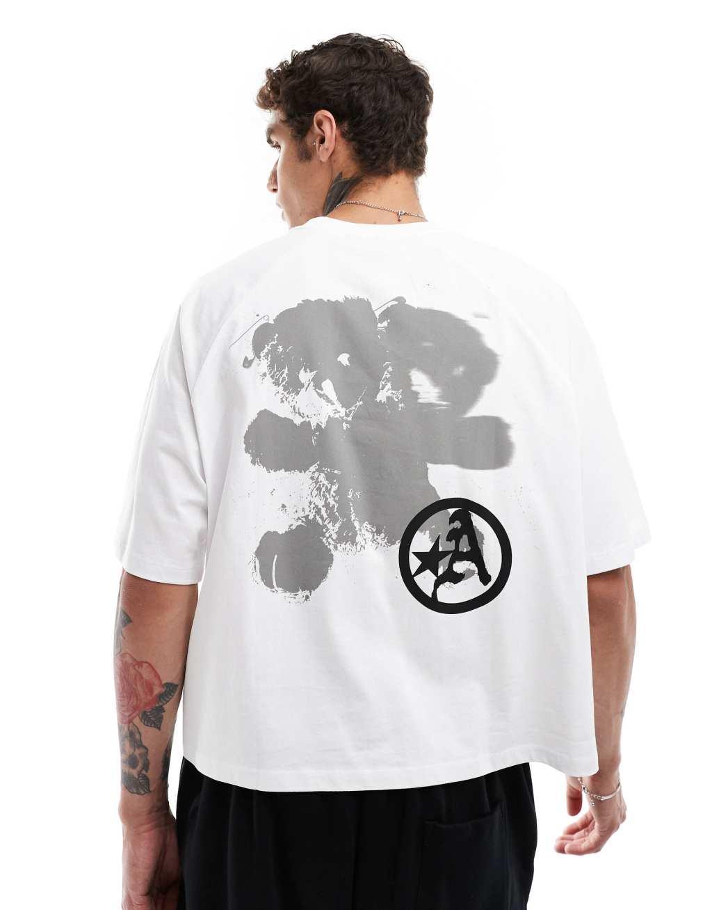 ASOS DESIGN oversized boxy T-shirt with back print in white Product Image