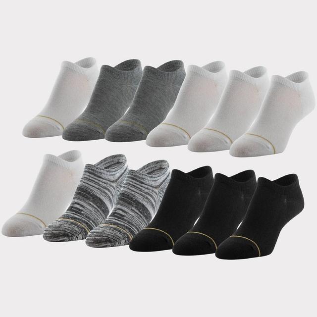 All Pro by Gold Toe Womens Ultra Invisible 10+2 Bonus Pack No Show Socks - Black/White/Gray 4-10 Product Image