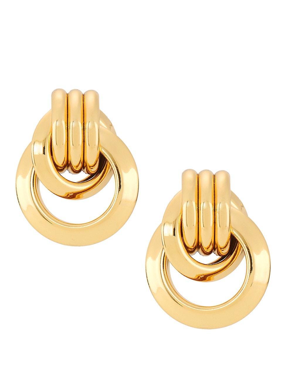 Womens Love Knot Doorknocker Gold-Plated Earrings Product Image