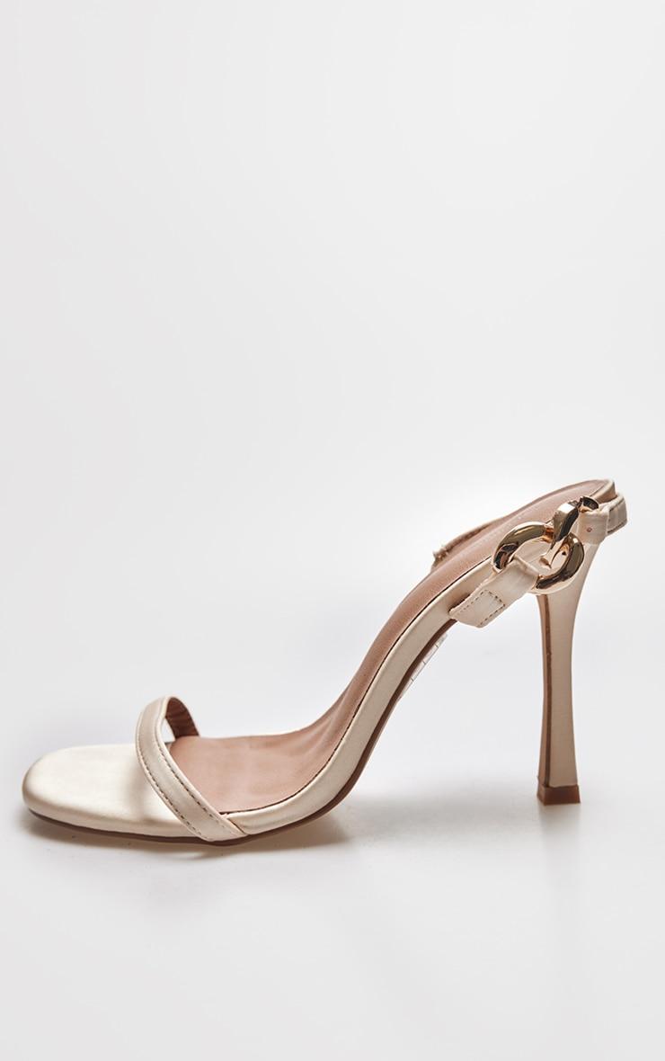 Champagne Wide Fit Satin Square Toe Linked Buckle Heeled Mules Product Image