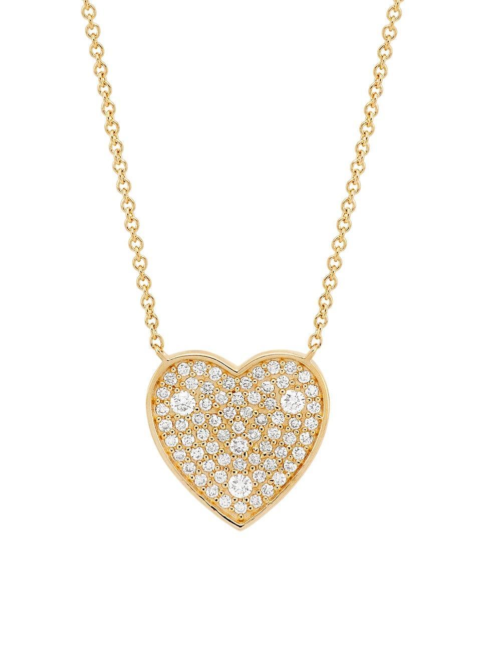 Womens 14K Yellow Gold & 0.26 TCW Diamond Heart Pendant Necklace Product Image