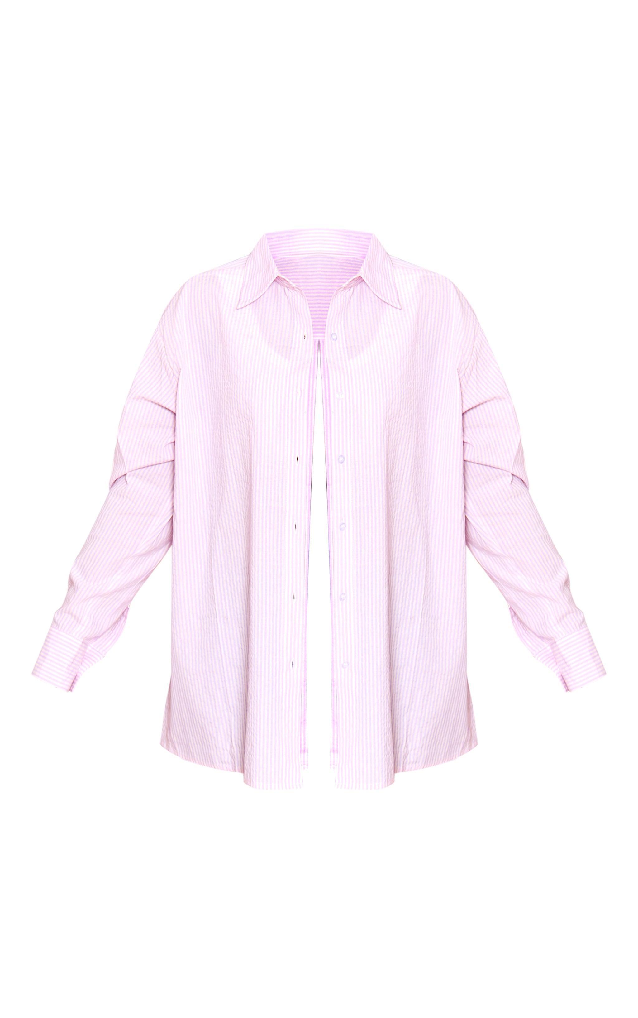 Pink Striped Oversized Shirt Product Image