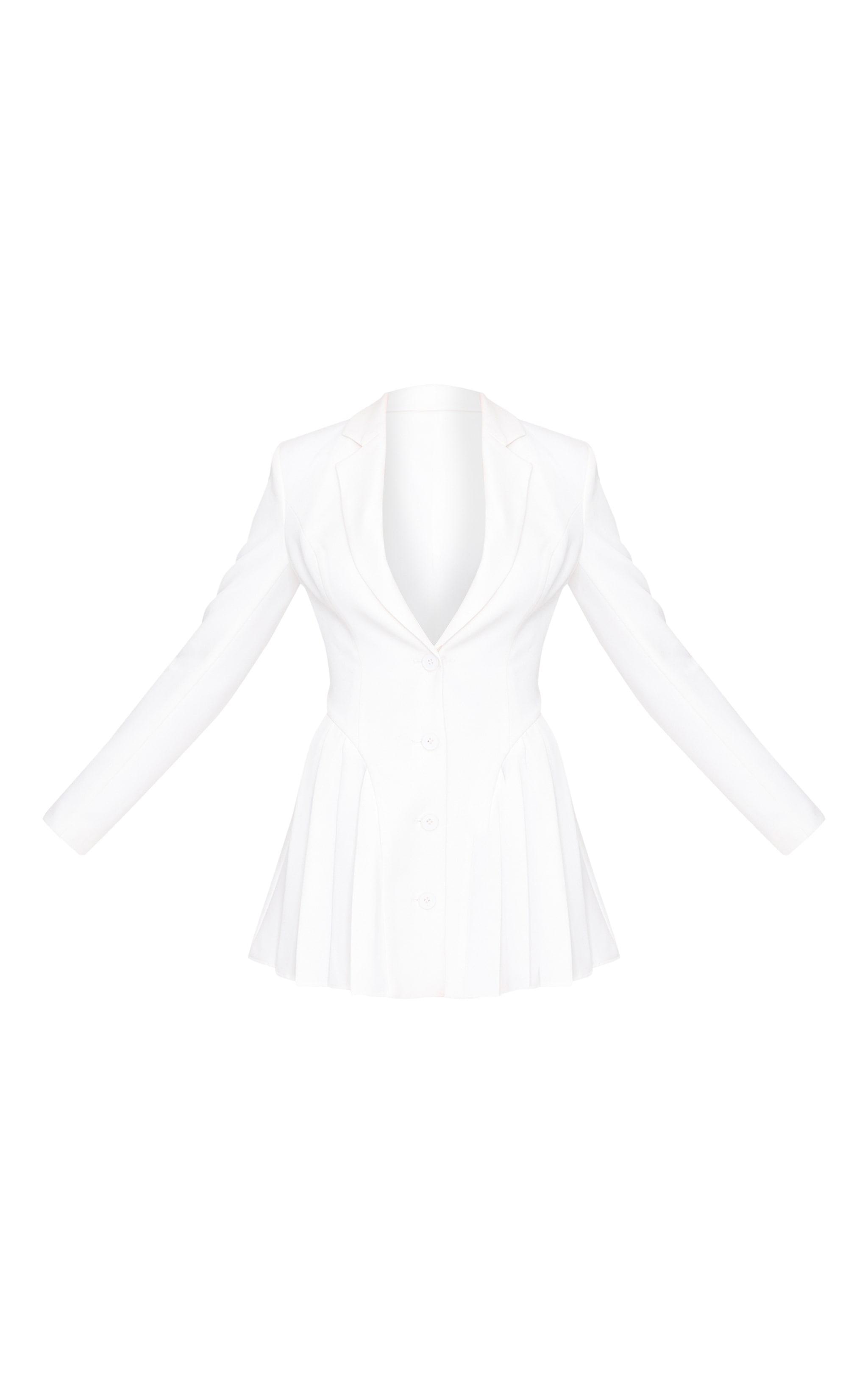 White Pleated Blazer Mini Dress Product Image