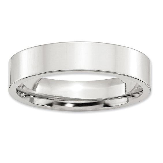 Men's 5.0mm Flat Comfort Fit Wedding Band in Sterling Silver Product Image