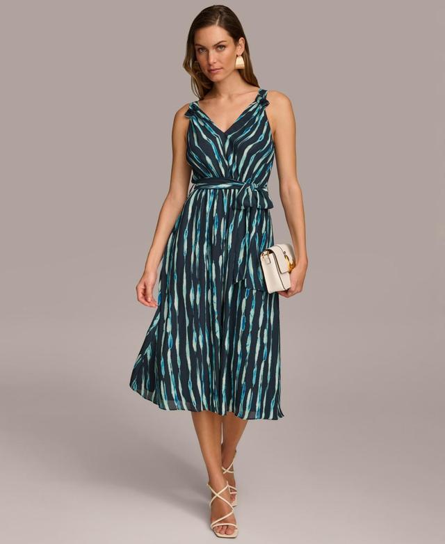 Donna Karan Womens Printed Belted A-Line Dress Product Image