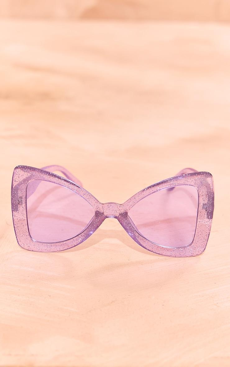 Purple Glitter Frame Oversized Sunglasses Product Image