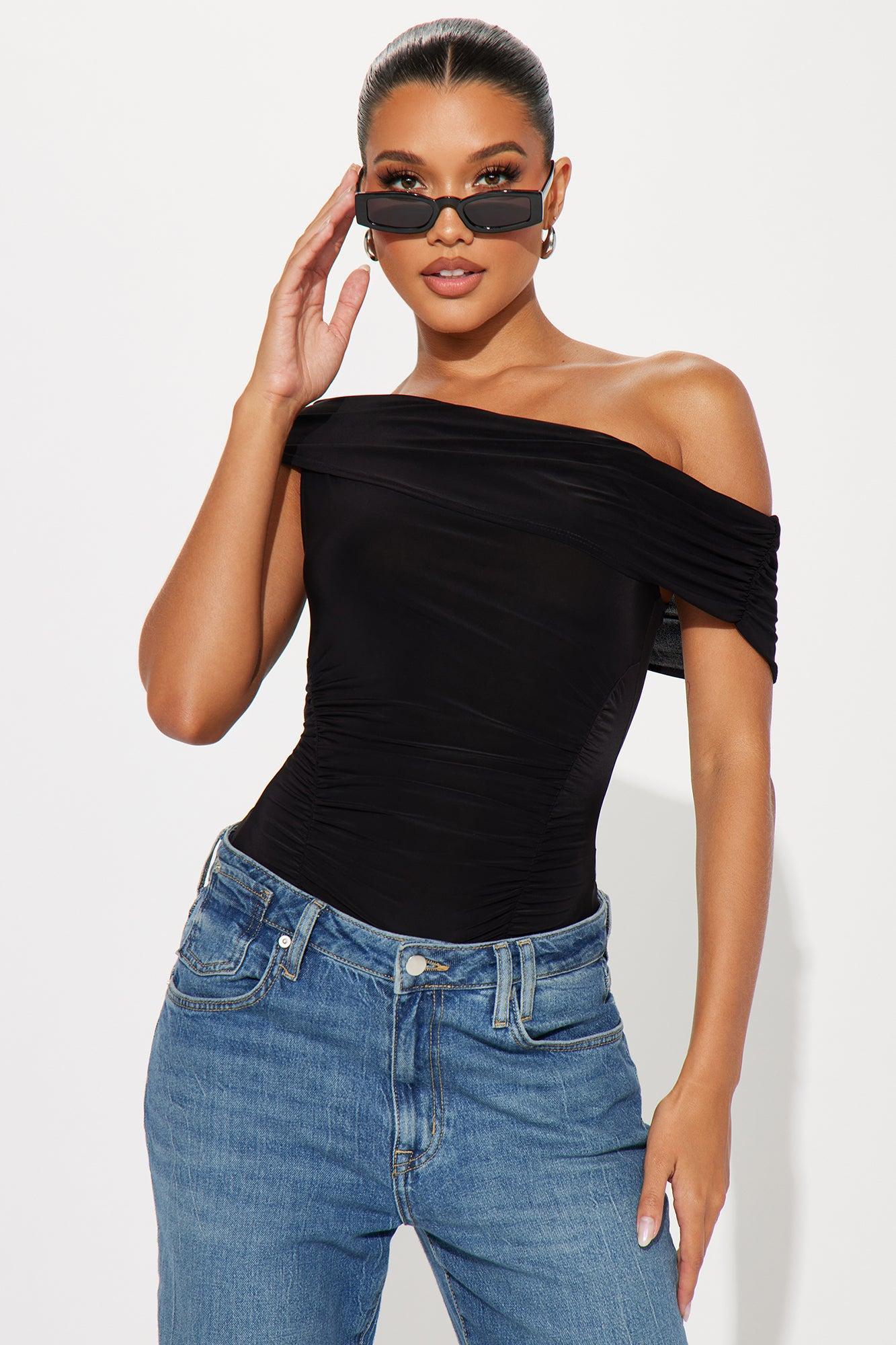 Michelle Off Shoulder Bodysuit - Black Product Image