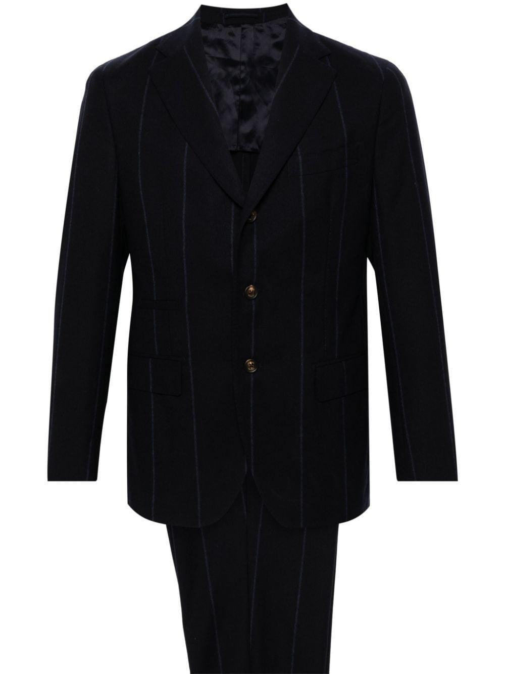 Pinstripe Single-breasted Suit In Blue Product Image