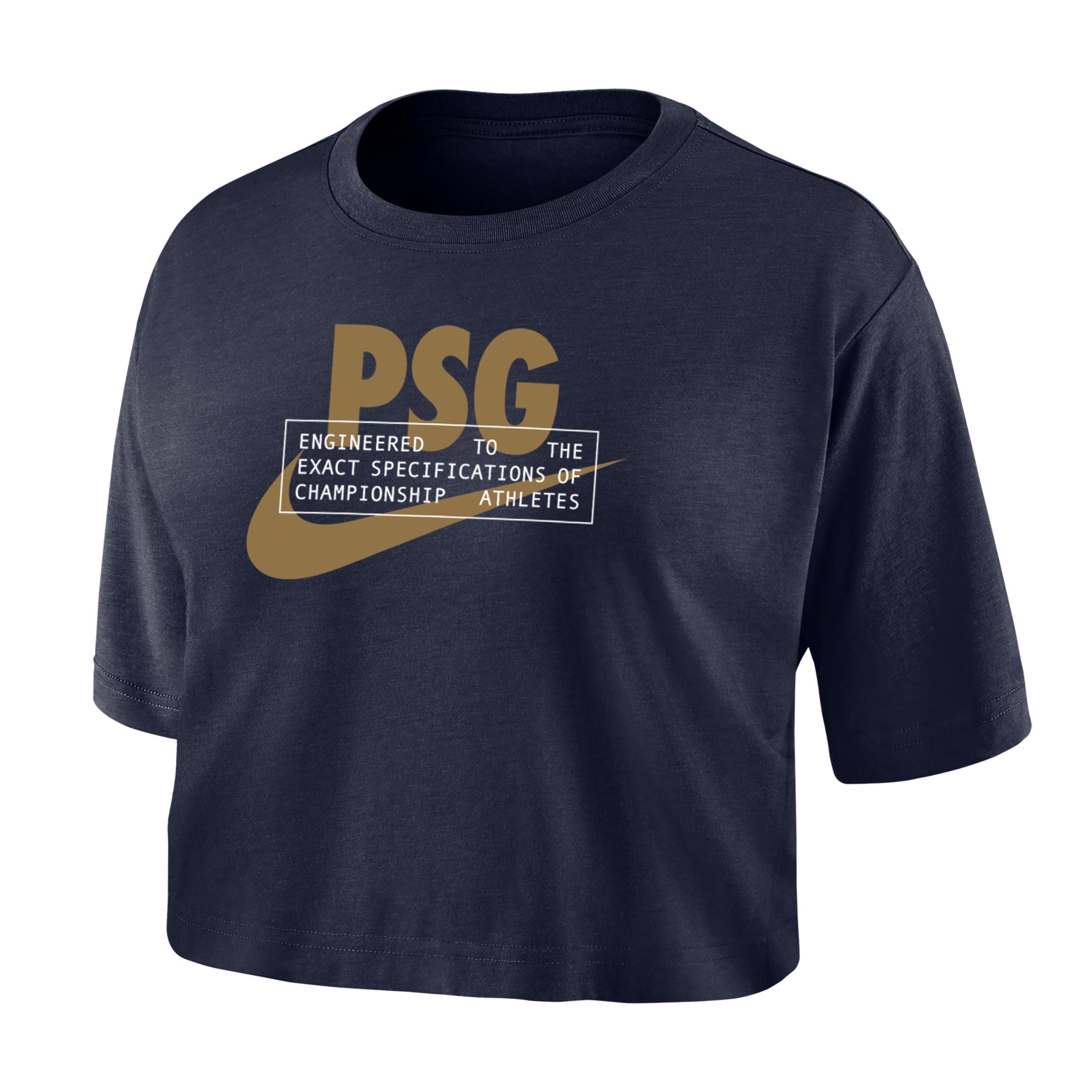 Paris Saint-Germain Nike Womens Dri-FIT Soccer Cropped T-Shirt Product Image