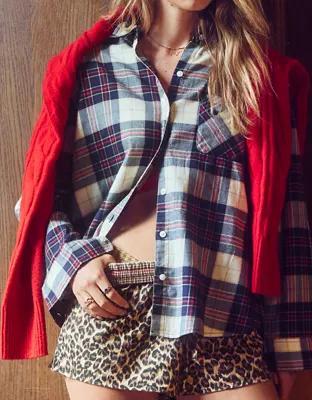 Aerie Off-Duty Flannel Pajama Shirt Product Image