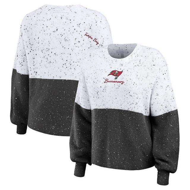 Womens WEAR by Erin Andrews /Pewter Tampa Bay Buccaneers Color-Block Pullover Sweater Product Image