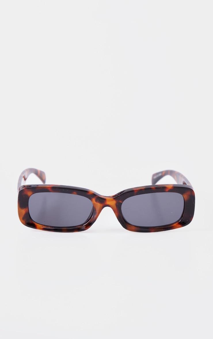 Tortoiseshell Rectangular Slim Frame Sunglasses Product Image