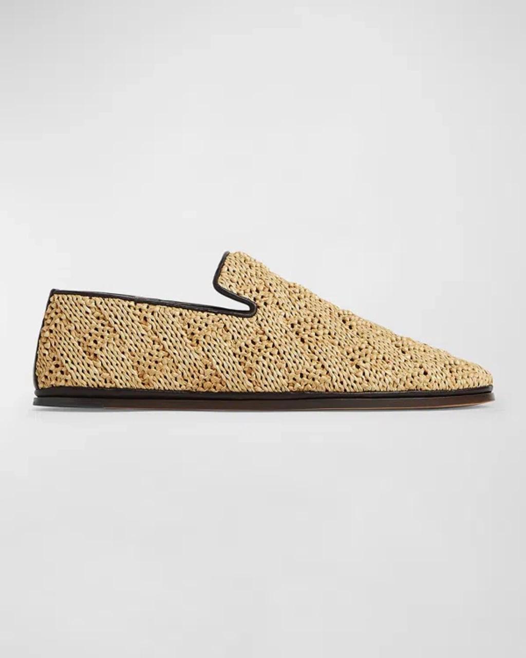 BOTTEGA VENETA Sunday Raffia Slipper Loafers In Natural Fondant Product Image