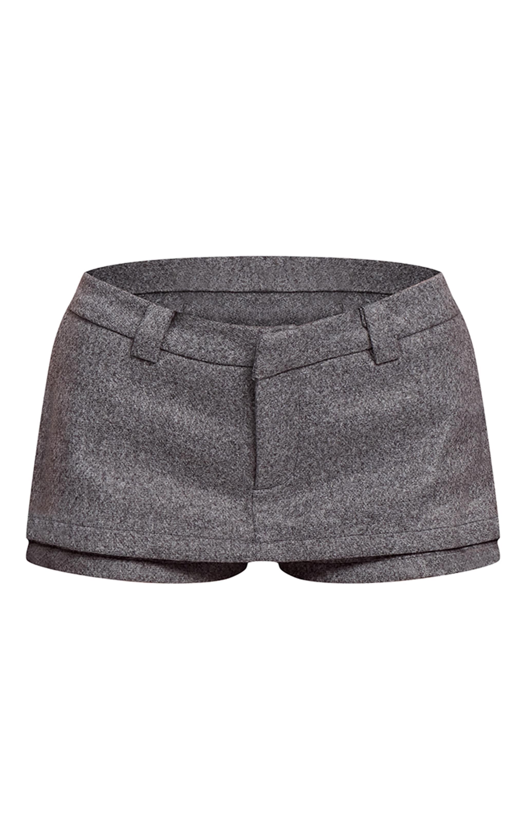 Grey Wool Look Tailored Shorts Product Image