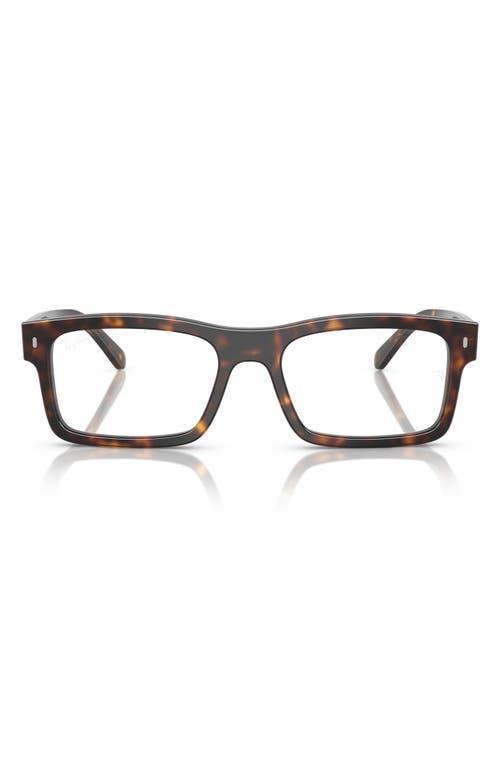 RAY BAN Ray-ban 54mm Rectangular Optical Glasses In Havana Product Image