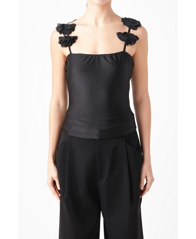 Womens Rosette Shoulder Fitted Top Product Image