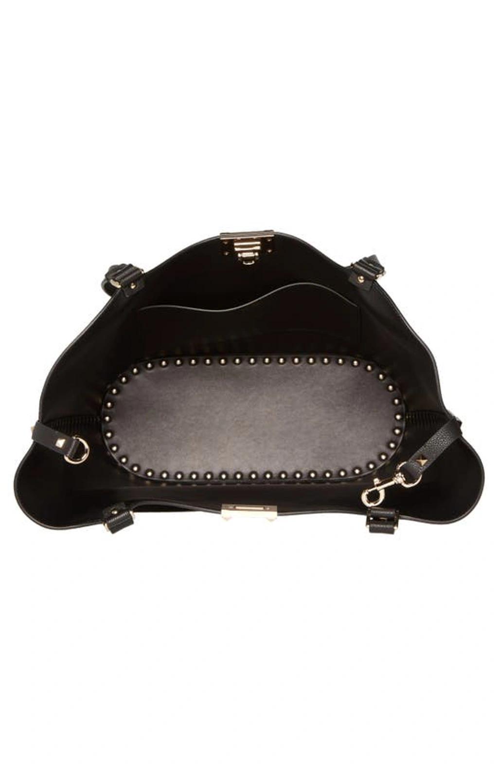 VALENTINO GARAVANI Rockstud Leather Tote In Black Product Image