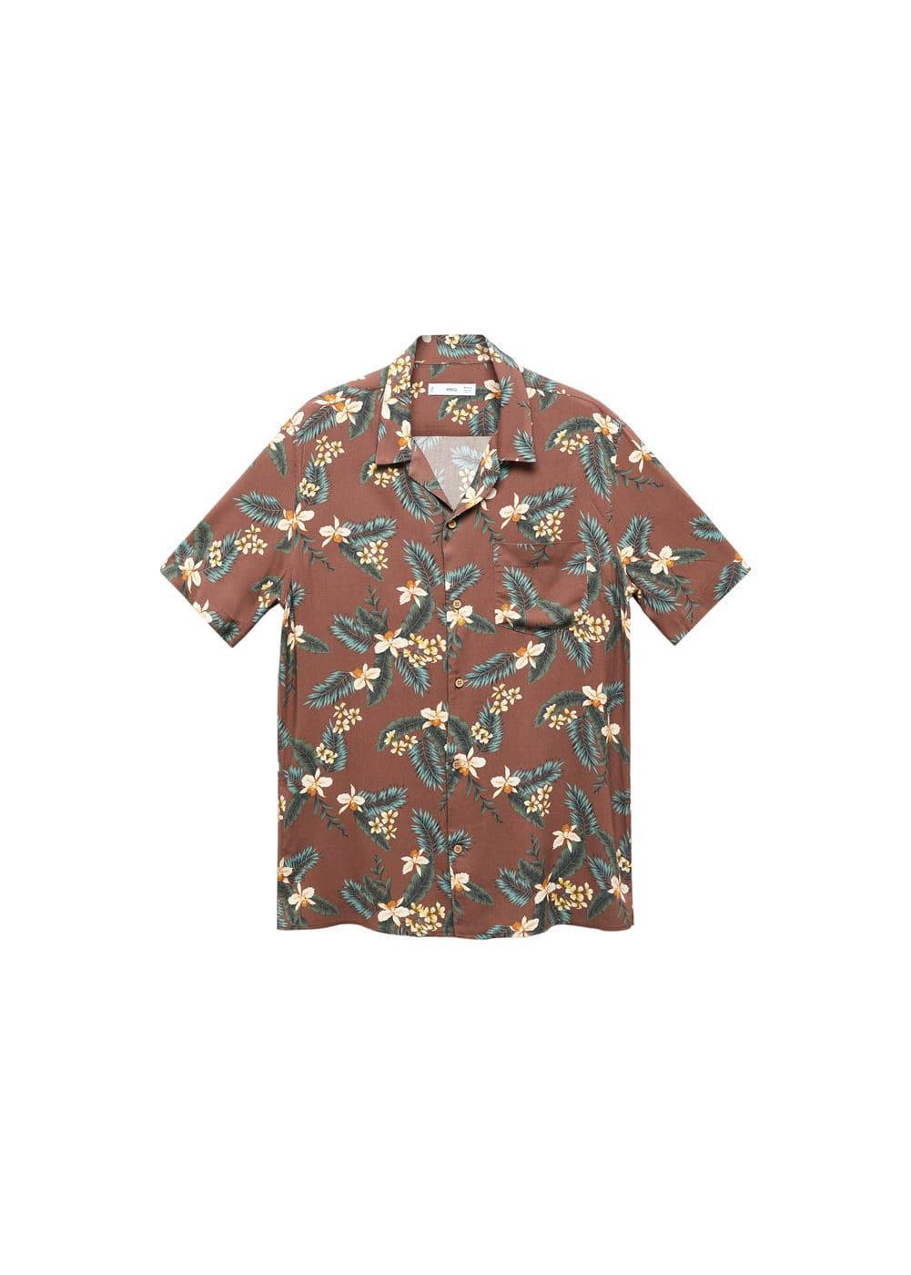 MANGO MAN - Regular-fit Hawaiian-print shirt maroonMen Product Image