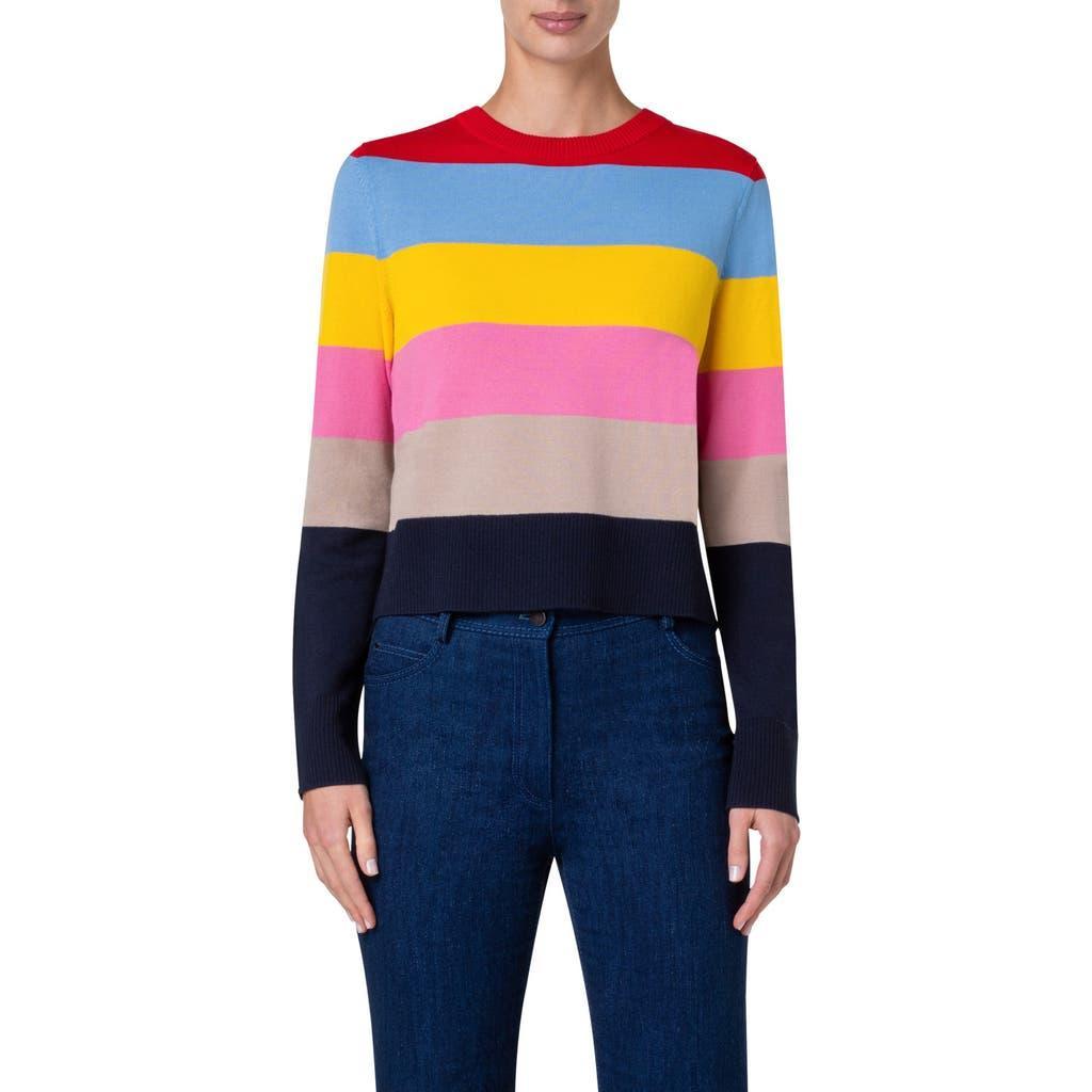 AKRIS PUNTO Colorblock Stripe Crewneck Sweater In Multi Product Image