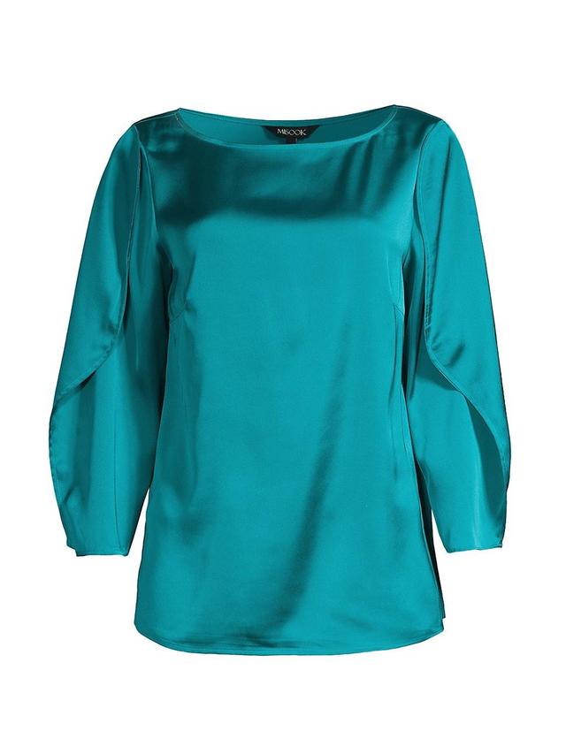 Womens Crepe De Chine Ruffle-Sleeve Blouse Product Image