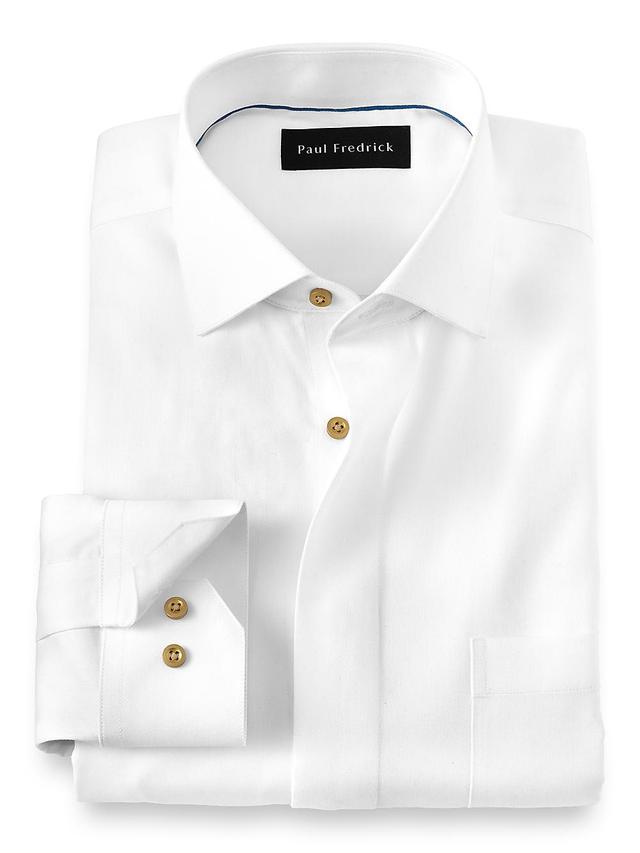 Tailored Fit Non-iron Cotton Solid Dress Shirt With Contrast Trim Product Image