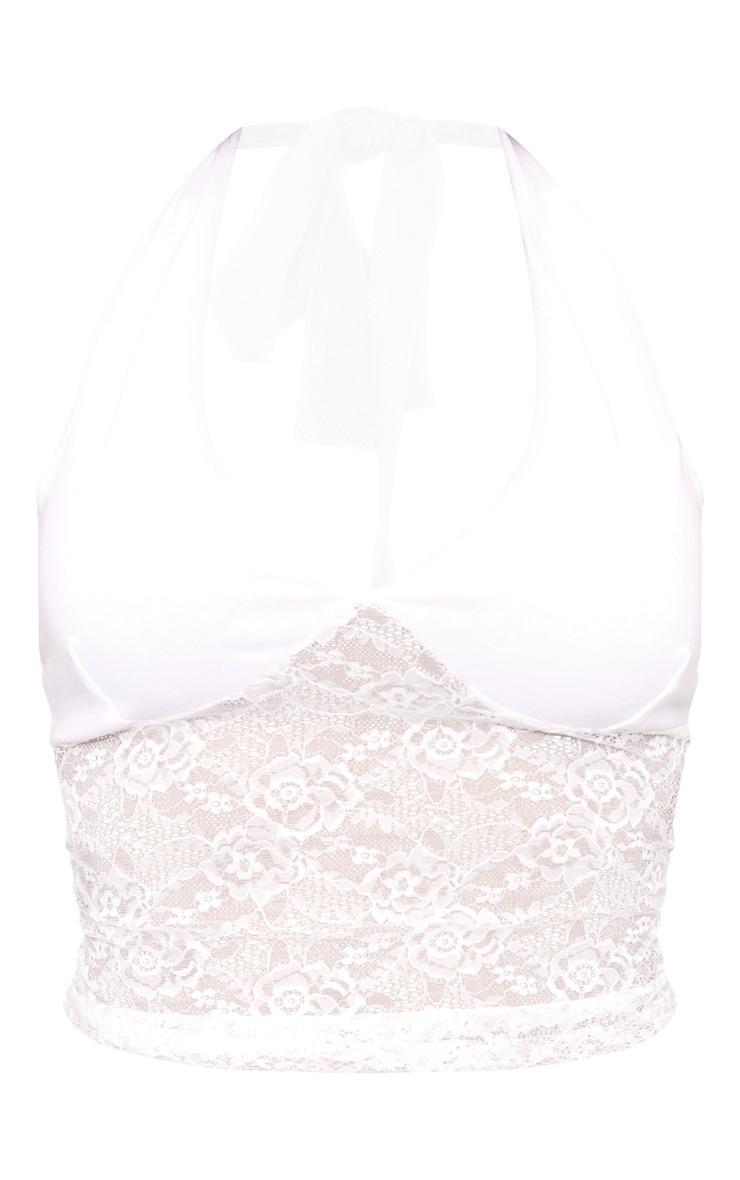 White Lace Body Cotton Bust Halterneck Top Product Image