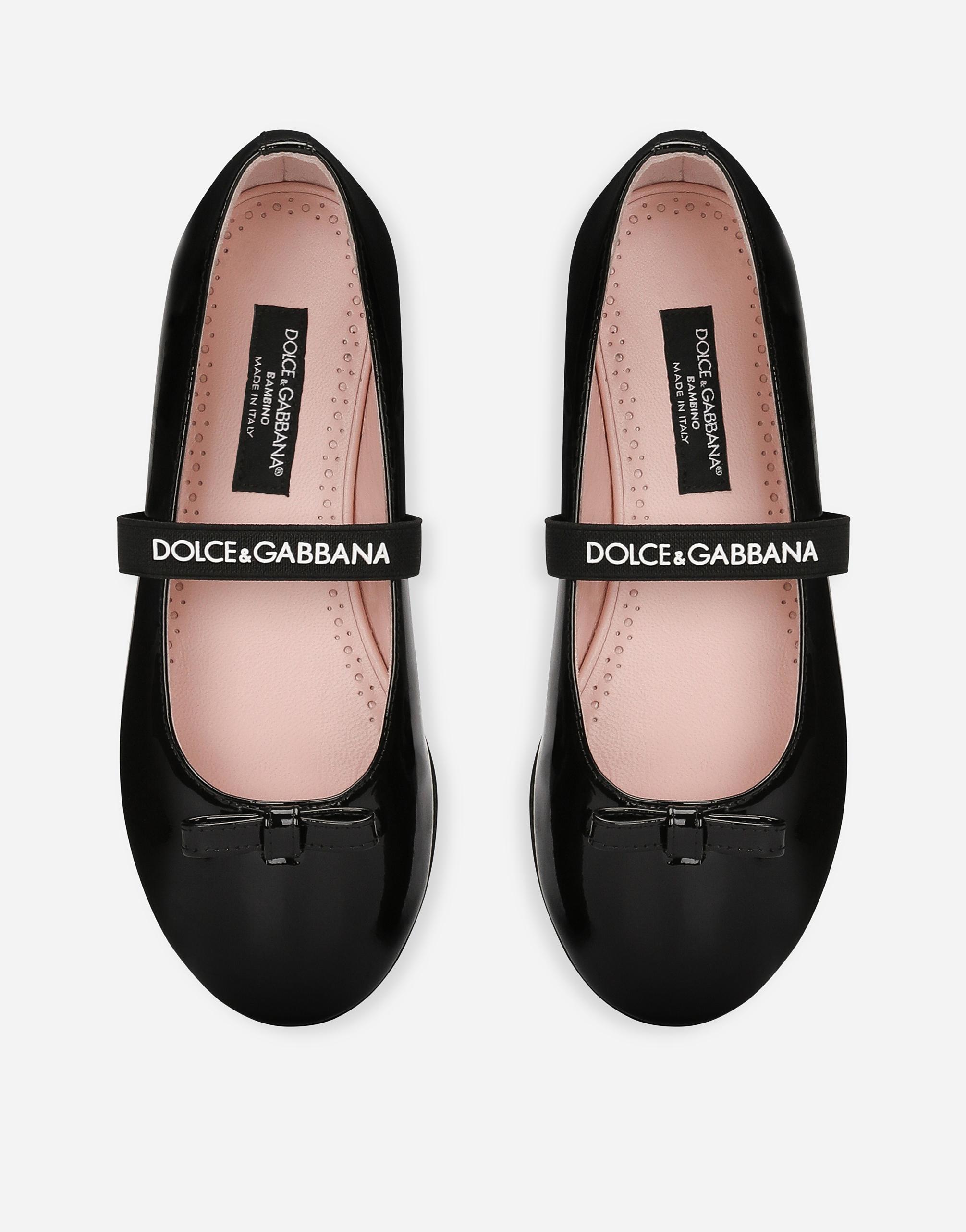 DOLCE & GABBANA Patent Leather Ballet Flats With Bow In Black Product Image