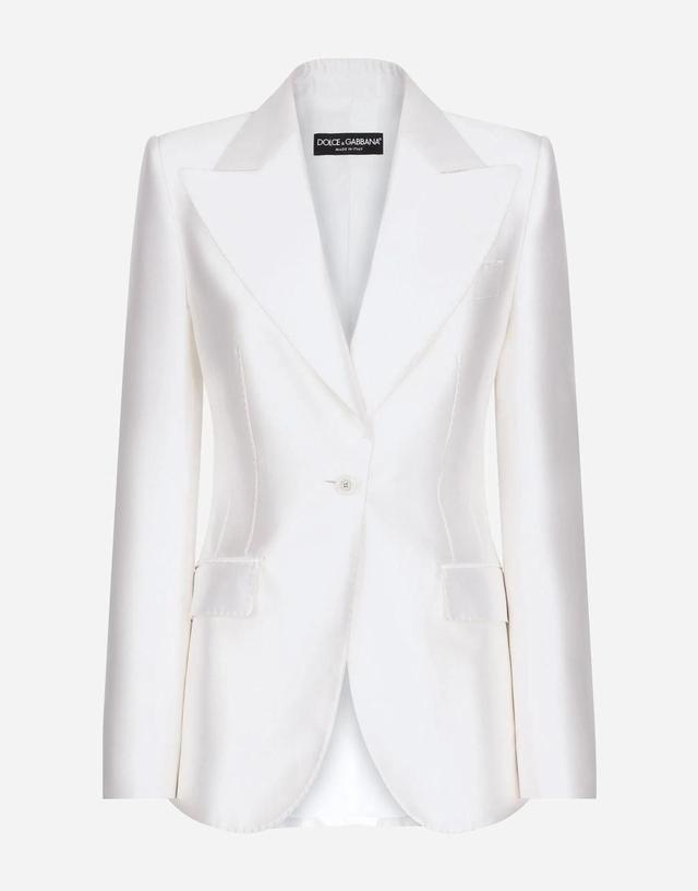 Turlington Single-breasted Silk Blazer In White Product Image