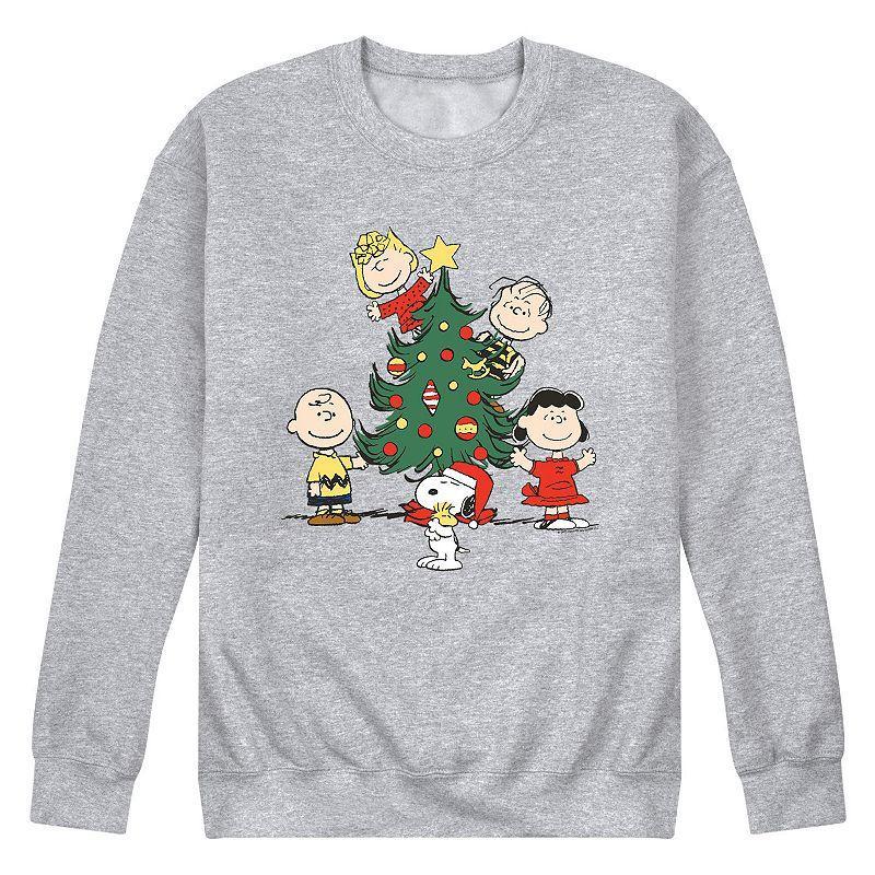 Mens Peanuts Oh Christmas Tree Sweatshirt Athletic Grey Product Image