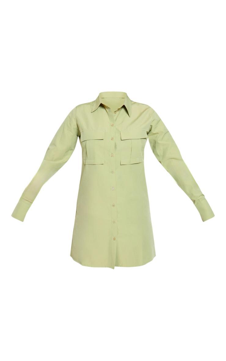 Khaki Woven Pocket Detail Oversized Shirt Dress Product Image