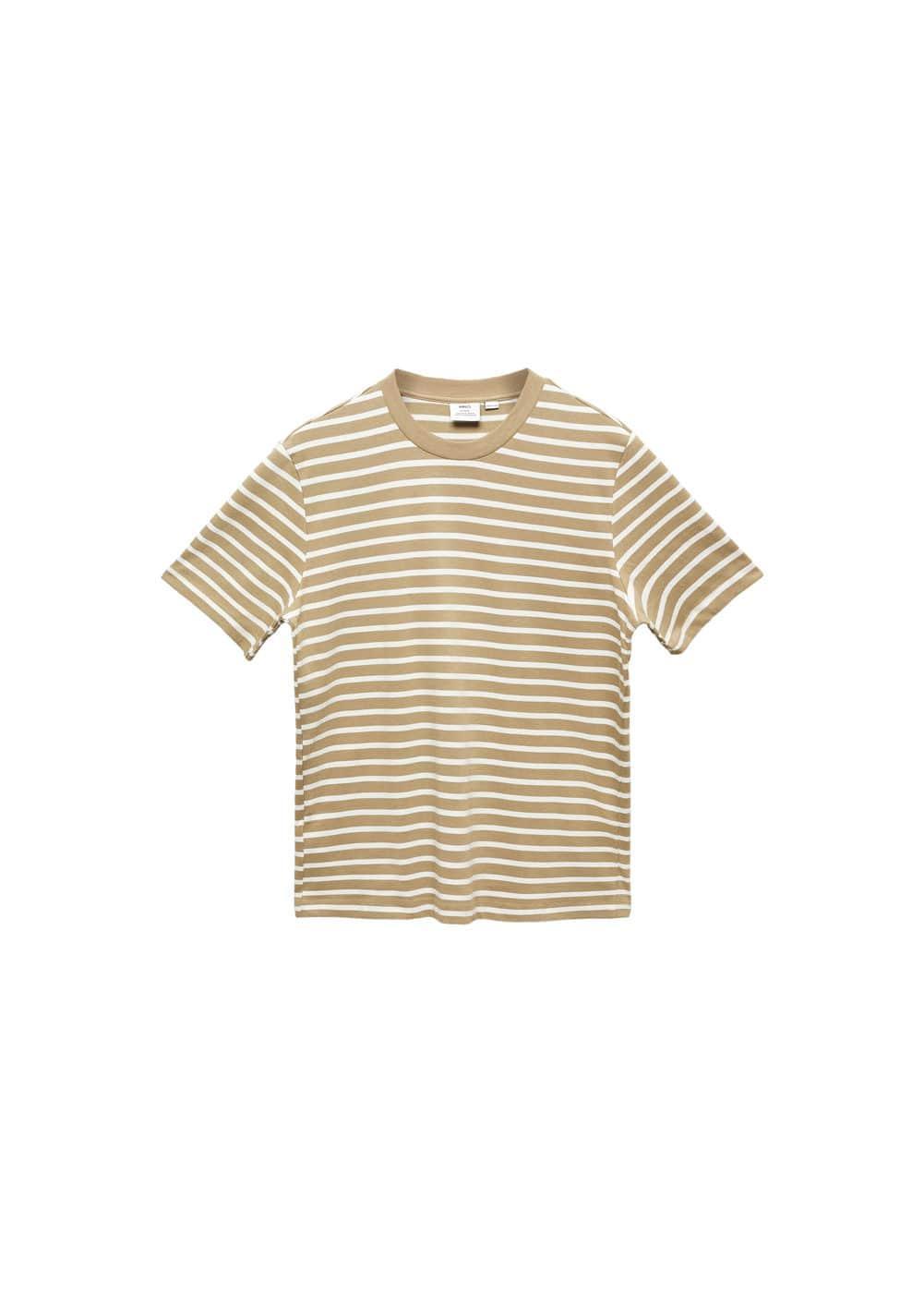 MANGO MAN - Striped cotton T-shirt light/pastel greyMen Product Image