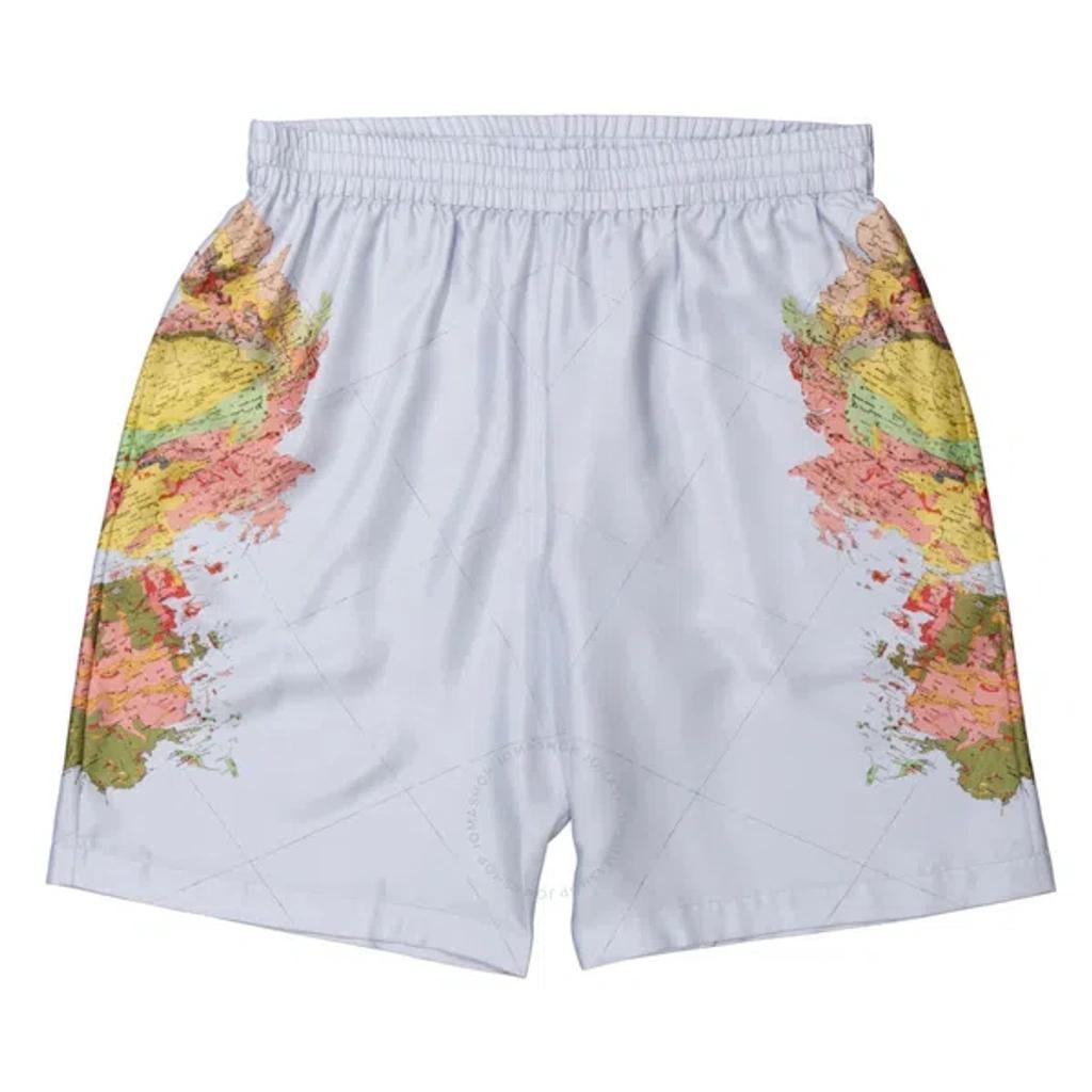 Pale Blue Bradeston Map-print Silk Shorts Product Image