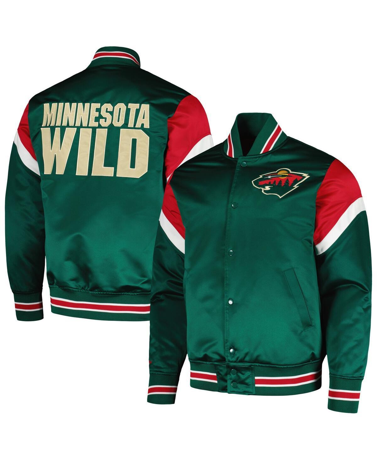 Mens Mitchell & Ness Green Minnesota Wild Midweight Satin Full-Snap Jacket Product Image