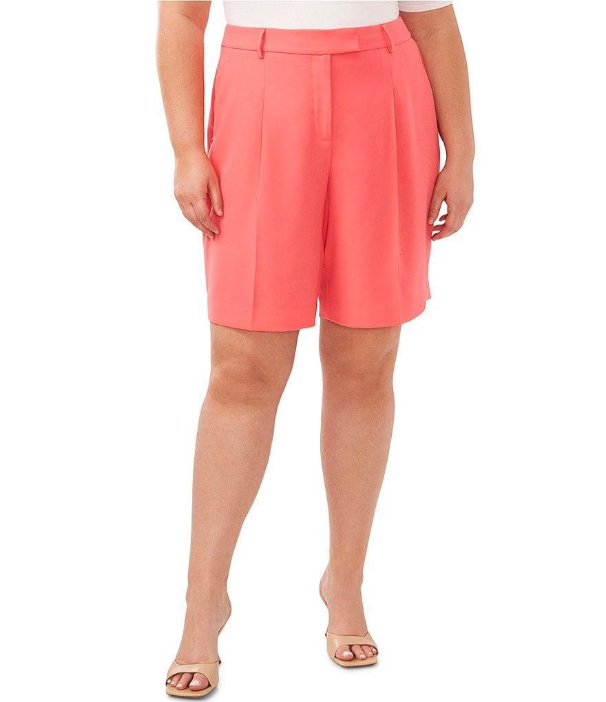 CeCe Plus Size Moss Crepe Pleated Front Culotte Bermuda Shorts Product Image