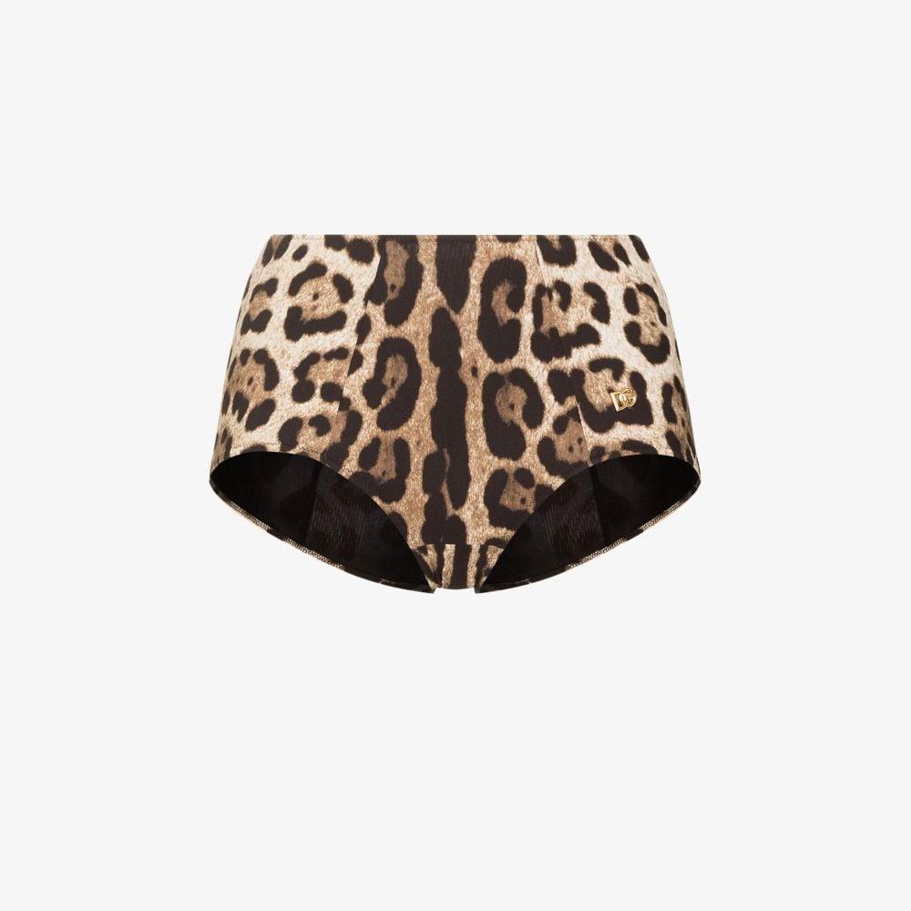 Leopard Print High-waisted Bikini Bottom In Brown Product Image