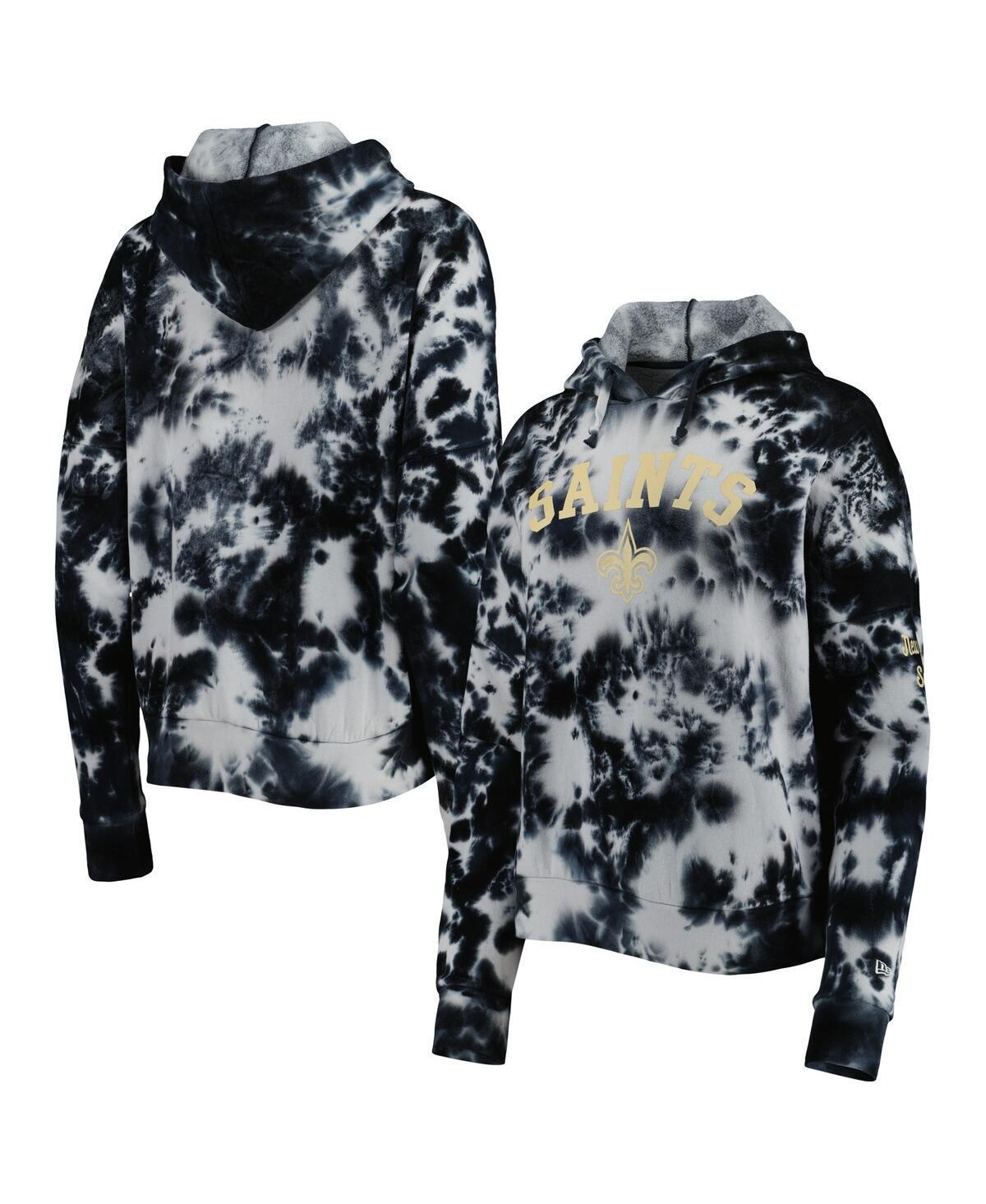 Womens New Era Black New Orleans Saints Cloud Dye Fleece Pullover Hoodie Product Image