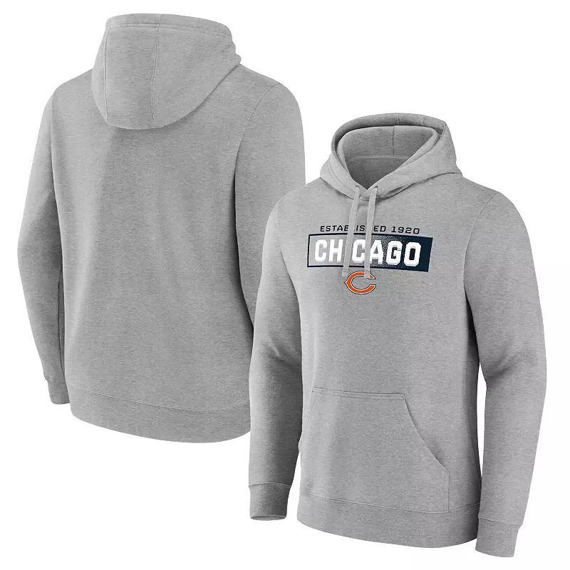 Mens Fanatics Heathered Gray Chicago Bears Down The Field Pullover Hoodie Product Image