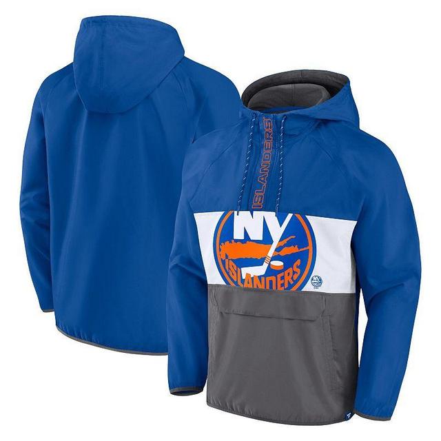 Mens Fanatics Branded Royal New York Islanders Flagrant Foul Anorak Raglan Half-Zip Hoodie Jacket Product Image