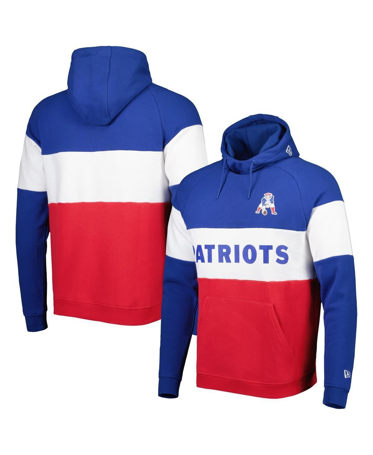 Mens New Era Red New England Patriots Colorblock Throwback Pullover Hoodie - Red Product Image