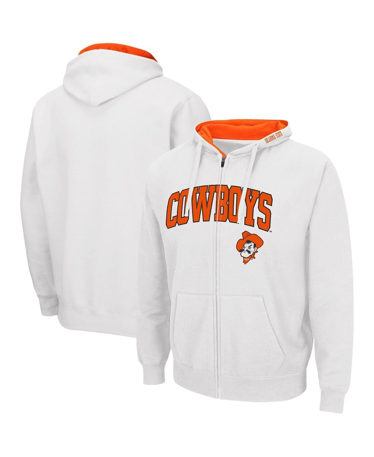 Mens Colosseum White Oklahoma State Cowboys Arch and Logo 3.0 Full-Zip Hoodie Product Image