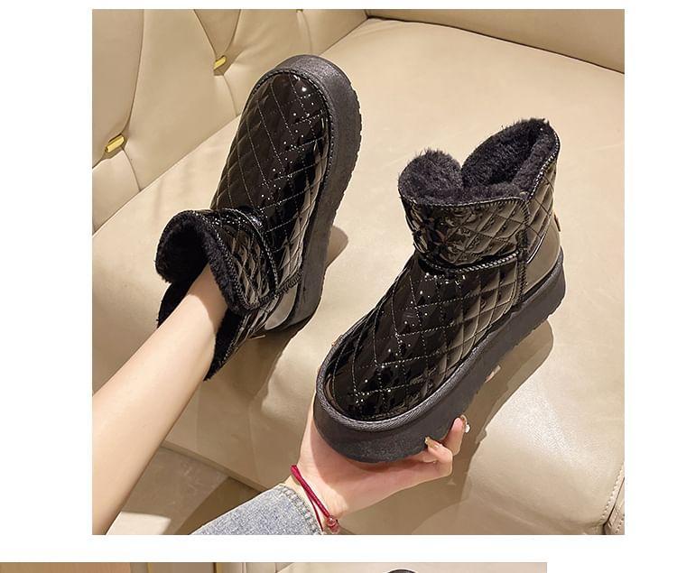 Platform Quilted Patent Leather Short Snow Boots product image