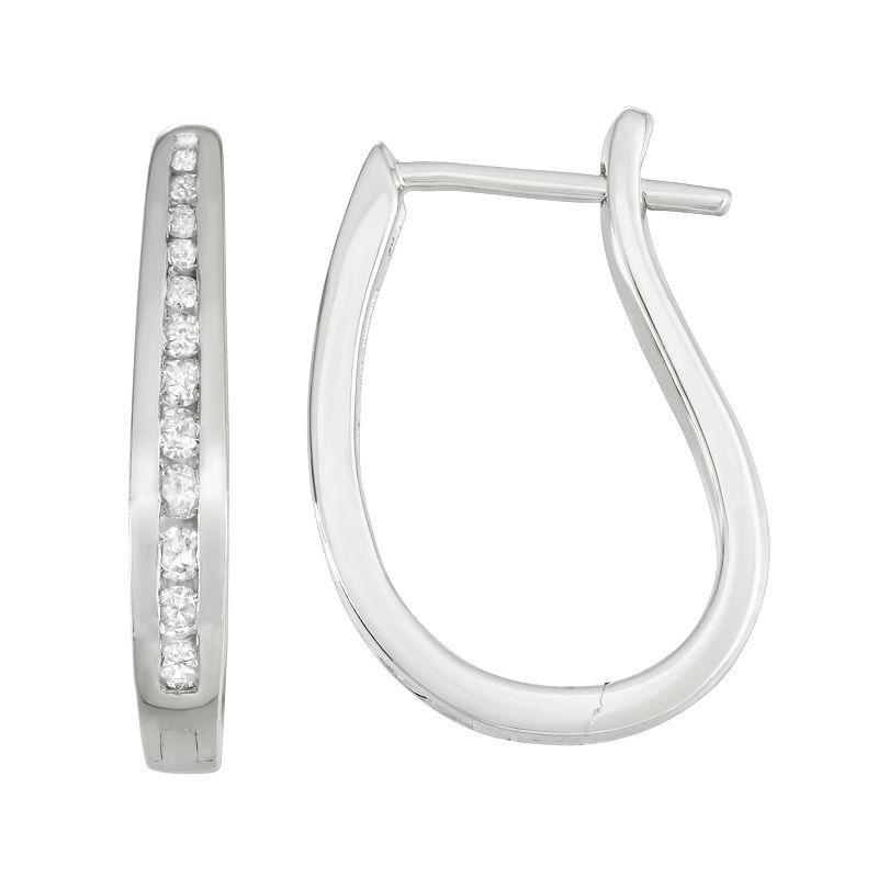 10k Gold 1/4 Carat T.W. Diamond Hoop Earrings, Womens, 10k White Gold Product Image