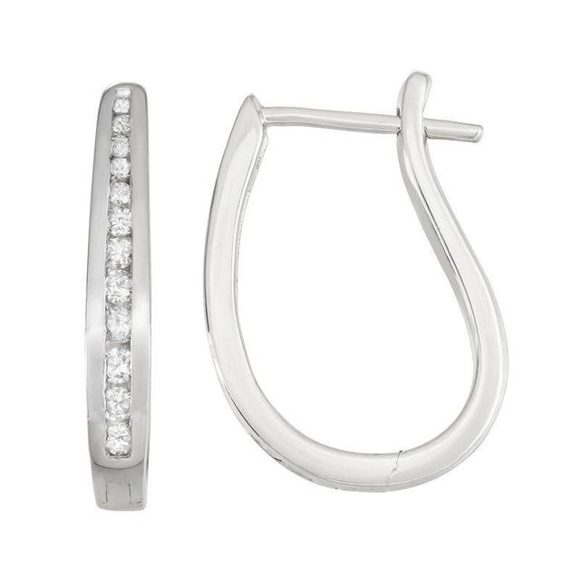 10k Gold 1/4 Carat T.W. Diamond Hoop Earrings, Womens, White Product Image