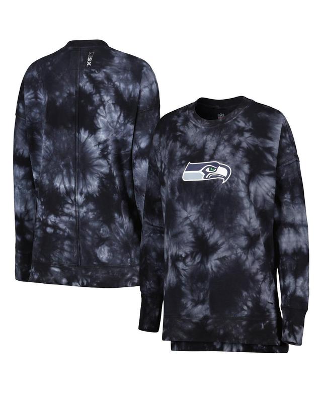 Womens Msx by Michael Strahan Black Seattle Seahawks Bailey Tie-Dye Pullover Sweatshirt Product Image