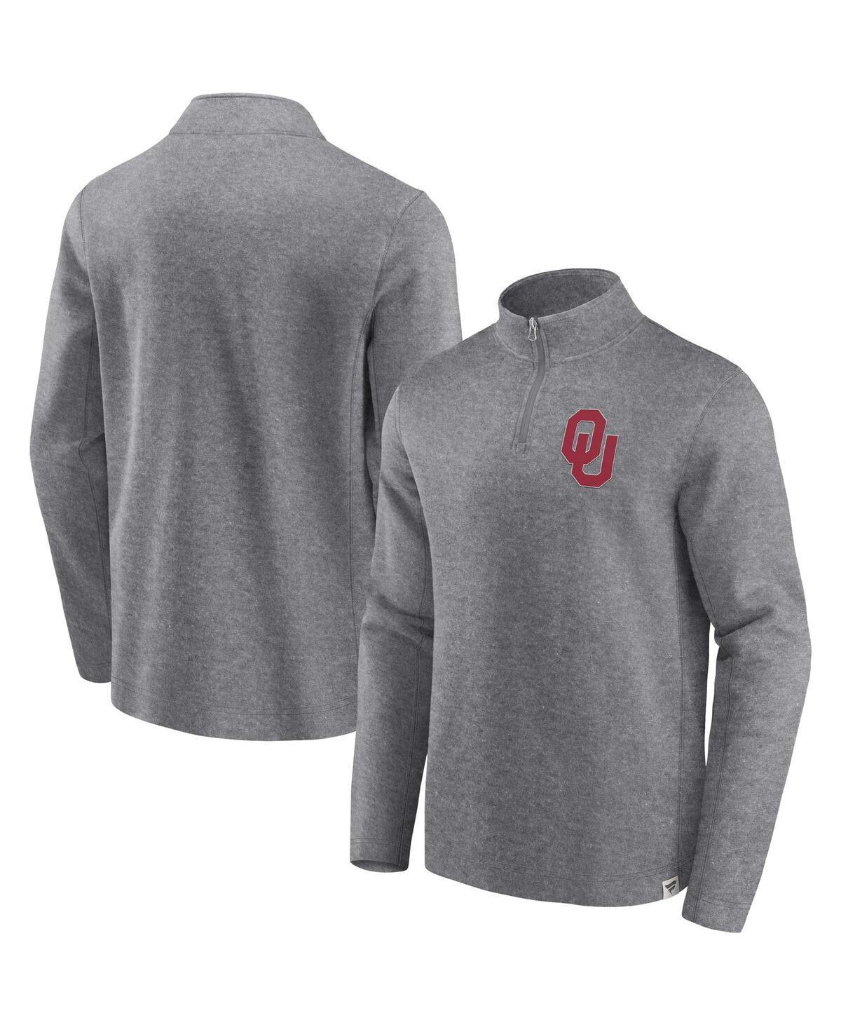 Mens Fanatics Branded Heather Gray Oklahoma Sooners Vintage Fleece Quarter-Zip Jacket Product Image