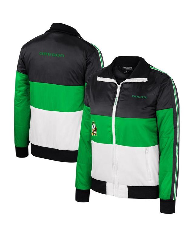 Womens The Wild Collective Green Oregon Ducks Color-Block Puffer Full-Zip Jacket Product Image