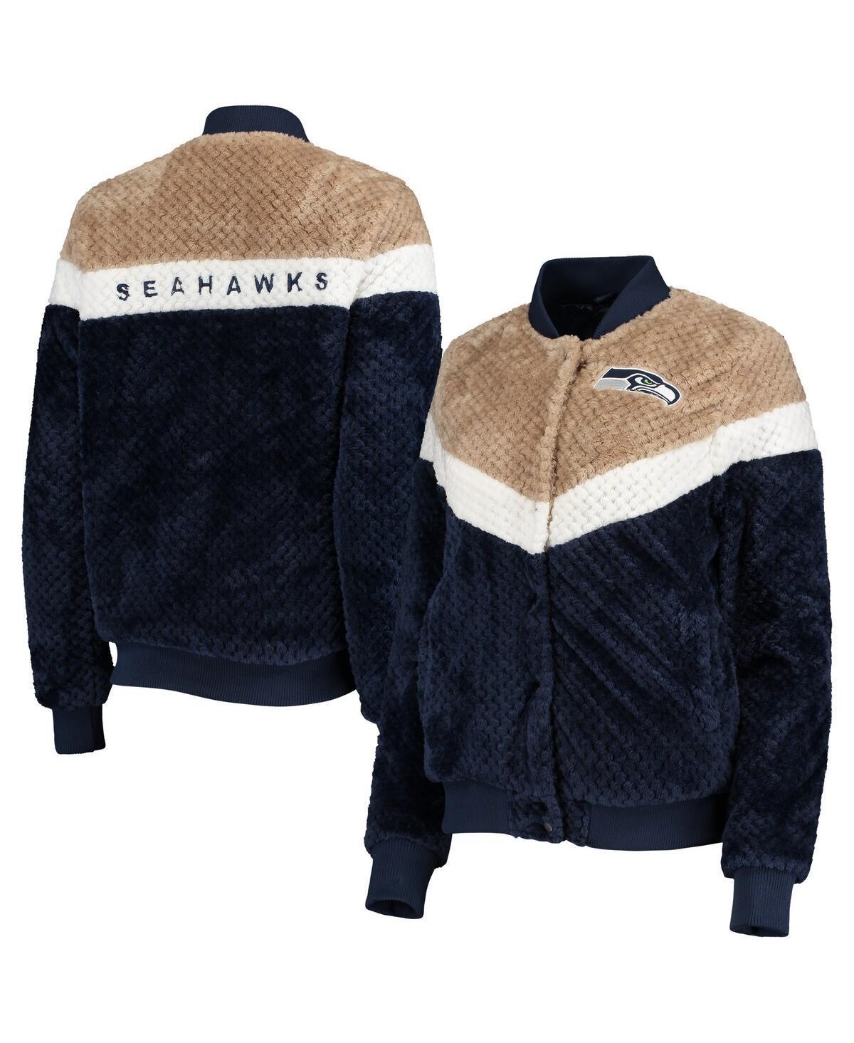 Womens G-III 4Her by Carl Banks College /Cream Seattle Seahawks Riot Squad Sherpa Full-Snap Jacket Blue Product Image