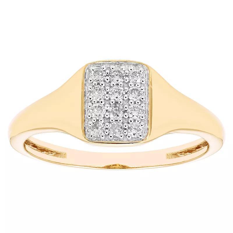 Boston Bay Diamonds 14k Gold Over Sterling Silver 1/6 Carat T.W. Diamond Signet Ring, Womens, Gold Tone Product Image