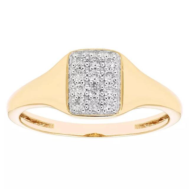 Boston Bay Diamonds 14k Gold Over Sterling Silver 1/6 Carat T.W. Diamond Signet Ring, Womens, Gold Tone Product Image