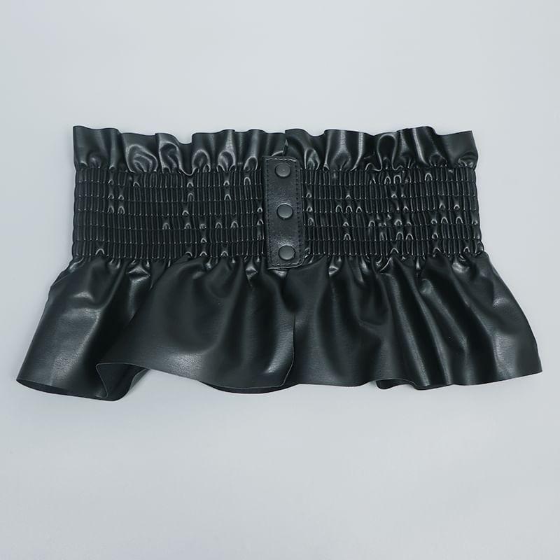 Faux Leather Ruffle Thick Belt Product Image